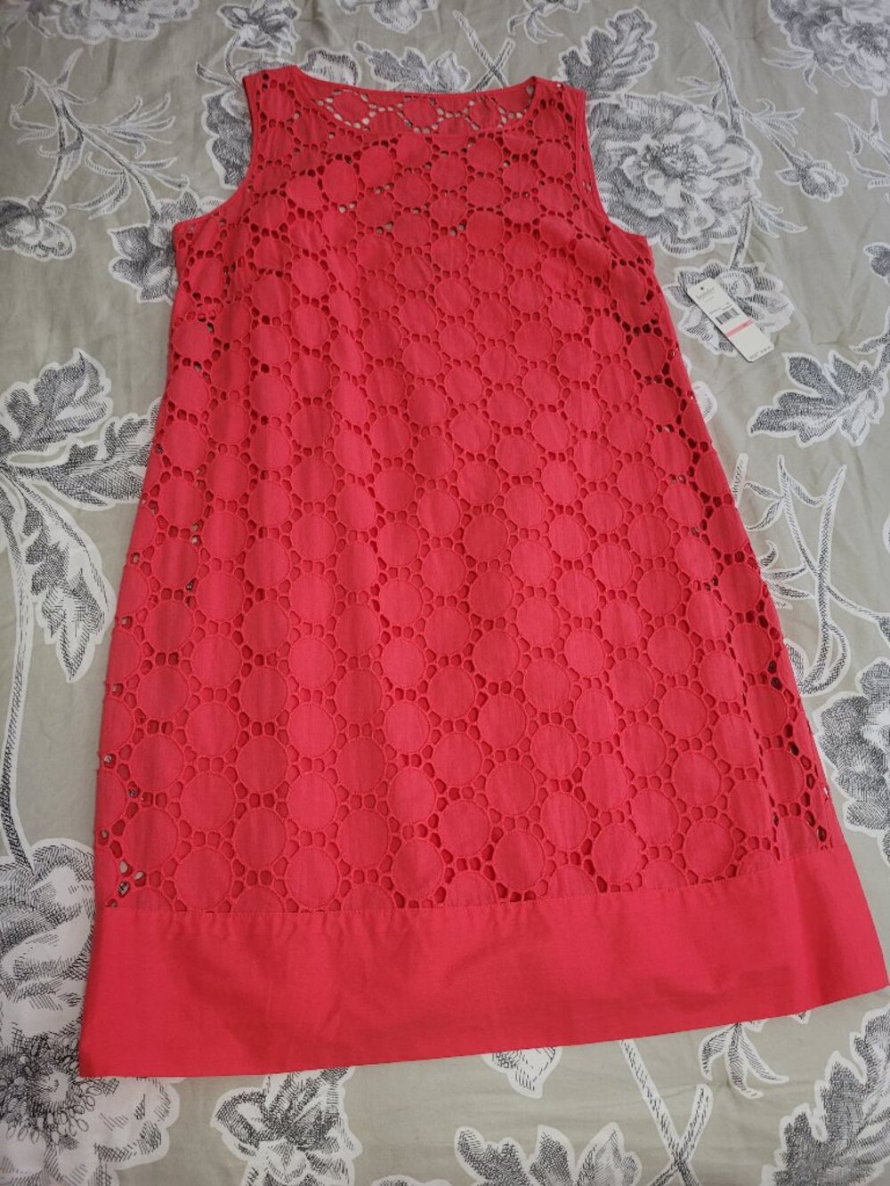 Laundry by Shelli Segal "Geranium" Lined Eyelet Cotton Shift Dress Size 10 NWT